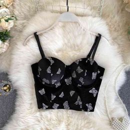 Autumn and Winter Outside Wearing Velvet Thin Sexy Fish Bone Corset Chest Pad Woman Bustier Crop Tops R204 210527