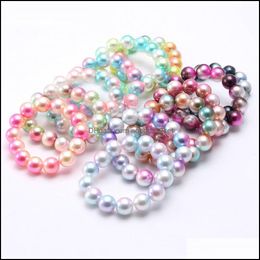 Beaded, Strands Bracelets Jewellery Est Design Fashion Ranbow Colour Beads Kid Bracelet Beautif Imitation Pearl Children Girl Drop Delivery 202