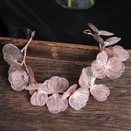 Rose Gold Flower Vines Handmade Wire Bridal Headbands Women Accessories Hairbands Luxury Head Jewelry Bride To Be