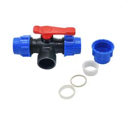 Watering Equipments 20/25/32/40/50 / 63mm PVC PE Tube Tap Tee Water Splitter 1/2 3/4 1 "1.25" 1.5 "2" Pipe Ball Valve T-Shaped Connector 1pc