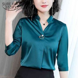 womens clothing plus size chiffon blouse V-neck office work summer shirts tops and s 3052 50 210506