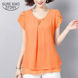 Blusas Mujer De Moda Shirts Ladies Plus Size Top For Short Women Tops Chiffon Blouse Shirt Bead 4625 50 210415