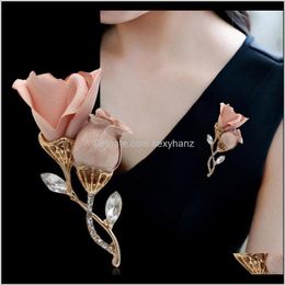 Pins, Jewelrykorean High-Grade Cloth Art Flower For Women Wedding Brooch Pins Fashion Collar Shirt Coat Brooches Jewellery Aessories Drop Deli