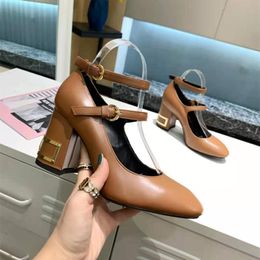 2021 utumnewmen leather designer high heels sexy thick heel horsehair metal buckle 6.5m dress women's shoes luxurys women's wedding dress