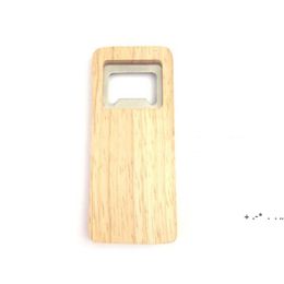 Wood Beer Bottle Opener Wooden Handle Corkscrew Stainless Steel Square Openers Bar Kitchen Accessories Party Gift ZZA12466