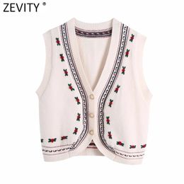 Women Vintage Hand Made Crochet Floral Decoration Casual Kitting Vest Jacket Lady V Neck Sleeveless WaistCoat Tops SW705 210416