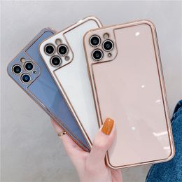 Luxury Gold Plated Cases for iPhone 11 Pro Max 7 8 Plus XR XS X Silicone Stripes Electroplated Cover fit 12 SE2020 case