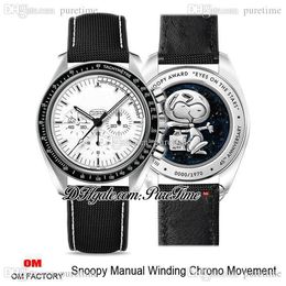 OMF Moonwatch Manual Winding Chronograph Mens Watch 42mm Black Bezel White Dial Nylon Strap 311.32.42.30.04.003 Super Edition Watches 2021 New Puretime M55d4