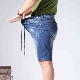 Extra Large Size Men's Denim Shorts Oversized Men's Elastic Waist Knee Length Summer Loose Shorts Men Plus Size 9XL 8XL 48 50 52 H1210