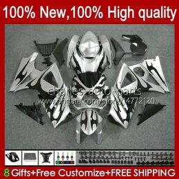 Motorcycle Body For SUZUKI Black flames GSX R1000 GSXR 1000 CC 1000CC 2007-2008 Bodywork 48No.35 GSX-R1000 GSXR1000 K7 07 08 GSXR-1000 GSXR1000CC 2007 2008 OEM Fairing