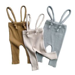 New Infant Kids Overalls Skinny Pants Newborn Baby Boys Girls Ribbed Jumpsuit Baby Clothing Leggings Girls Clothes Trousers 210413