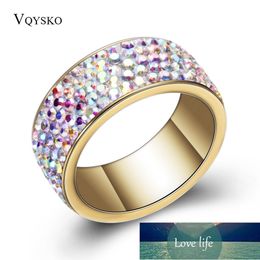 NIBA Gold-Color Stainless Steel Ring For Women AB Colour Crystal Wedding/Engagement Jewellery Ring Factory price expert design Quality Latest Style Original Status