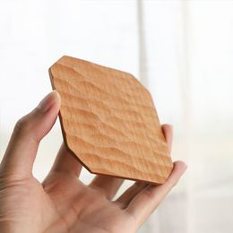 Mats & Pads Cherry Wood Tea Coffee Cup Pad Square Wooden Coasters Durable Heat Resistant Drink Mat