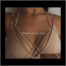 Jewelry Drop Delivery 2021 Belly Chains Europe And United States Fashion Sexy Beach Bikini Rhinestones Body Chest Chain Ziovq