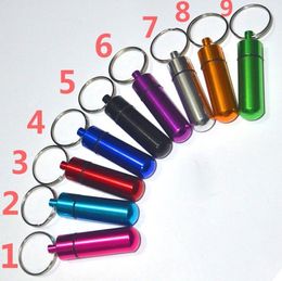 Travel Aluminium Alloy Waterproof Pill Box Case Keyring Key Chain Storage Organiser Bottle Holder Container Keychain SN2602