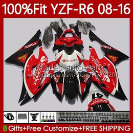 Injection Mould Bodys For YAMAHA YZF-R6 YZF R6 R 6 600YZF600 2008-2016 Bodywork 99No.133 600CC YZFR6 08 White blk red 2008 2009 2010 2011 2012 YZF-600 13 14 15 16 OEM Fairing