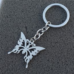 Hollow Out Butterfly Keyring Stainless Steel Insect Keychain Nice Jewellery For Women Girls