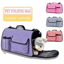 Outdoor Travel Dog Bags For Small Breathable Dot Stripe Folding Messenger Portable Pet Carrier For Medium Cats