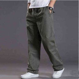 Spring and summer thin section casual Cotton pants men multi-pocket men's trousers oversize pants elastic Super Large Size M-6XL H1223