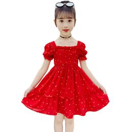 Dress For Girls Floral Pattern Beach Summer Kids Casual Style Costume 6 8 10 12 14 210528