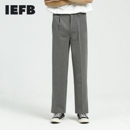 IEFB abbigliamento da uomo pantaloni a gamba larga fatti in casa primaverili da uomo pantaloni dritti sciolti britannici coreani pantaloni grigi neri all-match 210524