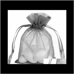 organza necklace Canada - Pouches, Bags & Display Drop Delivery 2021 Sier Gray Organza Dstring Pouch Party Candy Sack Earrings Ring Necklace Braceklets Jewelry Gift Pa