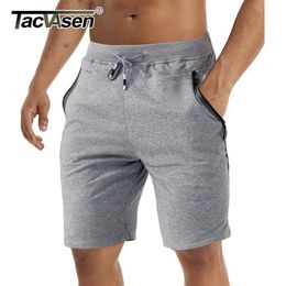 TACVASEN Summer Zipper Pocket Sport Shorts Breathable Men's Casual Running Elastic Waist Gym Fitness Jogger Sweat 210714