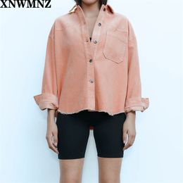 Loose Women Jacket Autumn Fashion Light Pink Cotton Corduroy Top Modern Lady Casual Coat Outerwear High quality 210520