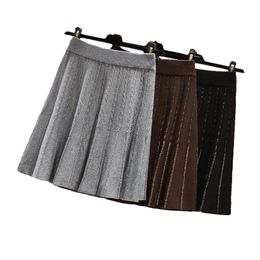 Skirts Temperament Skirt Women Drape High Waist Pleated 2021 Autumn Winter A-line Umbrella Knitted Short 124A