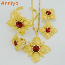 Anniyo Party Wedding Ethiopian Cross Jewellery sets Gold Colour Fashion Stone Cross sets for African Traditional Festival #046702 H1022