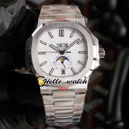 Relógios de designer 40.5mm yr 5726 / 1A-010 Calendário anual de esporte 5726 S QA automático mens relógio branco Textured discar pulseira de aço inoxidável