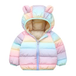 Down Coat Toddler Baby Girls Boys Hooded Parkas Kids Outdoor Colourful Candy Colour Jacket Thick Warm Windproof Winter Girl Clothing