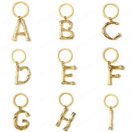 DIY A-Z Letters key Chain Gold Color Metal Keychain Women Car Key Ring Simple Letter Name Key Holder Party Gift Jewelry