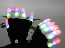 LED Flash Gloves Five Fingers Light Ghost Dance Black Bar Stage Performance Colourful Rave Finger Lighting Glow Flashing CF1517