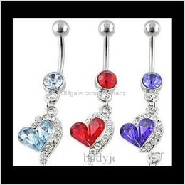 4 belly button piercing Canada - & Bell Drop Delivery 2021 D0144 ( 4 Colors ) Mix Color Heart Style Belly Button Ring Navel Rings Body Piercing Jewelry Dangle Accessories Fas