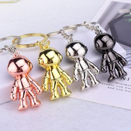 Handmade 3D Astronaut Space Robot Spaceman Keychain Keyring Alloy Gift For Man Friend Lanyard Key Ring Handbag Pendant Car Keychains