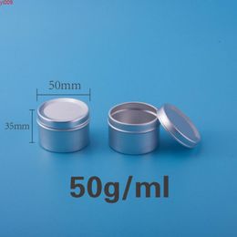 Cream Jar Portable Travel Size 50ml Aluminum Tin Cans Nail Art Makeup Lip Gloss Containers Empty Cosmetic Packaging 50pcs/lotjars