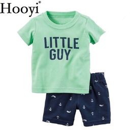 Anchor Baby Boy Clothes Suit Children Clothing Sets 0-2Year Little Guy 100% Cotton T-Shirt Sailor Shorts Pants Boys Summer 2pcs 210413