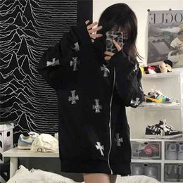 Hip Hop Joggers Sweatshirt Korean Fashion Punk Sport Coat Pullover Gothic Long Sleeve Zip Hoodie Y2k jacket women 210922