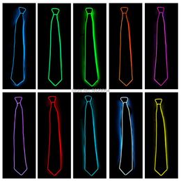 Party Masks Dance DJ Club Bar Decorative Flashing Neon EL Light Up Slim Tie Novelty Cosplay LED Rave Neck For Men