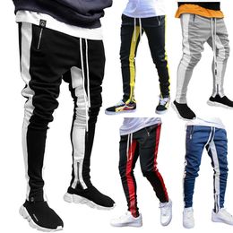 E-BAIHUI Casual Men's Trousers Summer Drawstring Trousers Zipper Double Pocket Zipper Sports Trousers Harem Pants X0723
