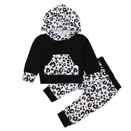 3m-3Y Autumn Spring Leopard Print Toddler Baby Kid Boys Clothes set Hoodie Top +Trousers Outfits Children Costumes 210515