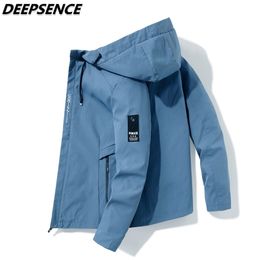 Spring Autumn Fashion Jacket Men Kroean Loose Fit With Hood Zipper Pockets Solid Colour Streetwear Ins Super Fire Jacktes 211126