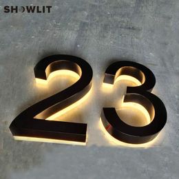 Black 12'' Modern House Numbers Outdoor Door Custom Made Available Other Hardware