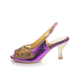 G-SPARROW 2021 Summer Purple High-heeled Peep Toe Wedding Sandals Women's Shoes Stiletto Heels Dress