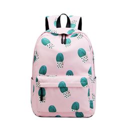 Fashion Polyester Waterproof Green Plant Print Girls Backpack Student School Bag Pack Backpack For Woman