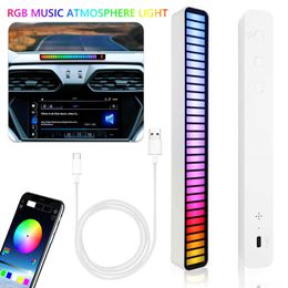 Car LED Bar Lights Rhythm Light Multicolor Music Sound Control Atmosphere LED Strip Home RGB Colourful Tube Ambient Light Decor