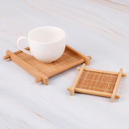 Mats & Pads Mini Handmade Bamboo Cup Mat Tea Accessories Table Placemats Coffee Cups Drinks Kitchen Product Mug 2 Sizes