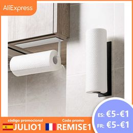 Stainless Steel Paper Towel Holder Rack Toilet Kitchen Roll Self-adhesive Toliet Accessories 210709