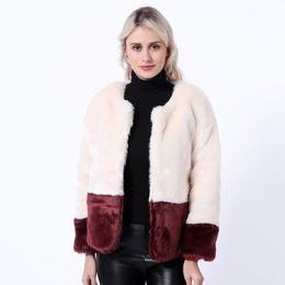 Autumn And Winter Imitation Rex Rabbit Fur Coat Short Fashion Double Colour Women 211207